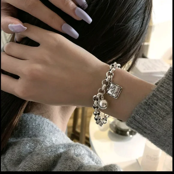 NEW 925 STERLING SILVER ENGLISH SQUARE BRACELET - Picture 2 of 4